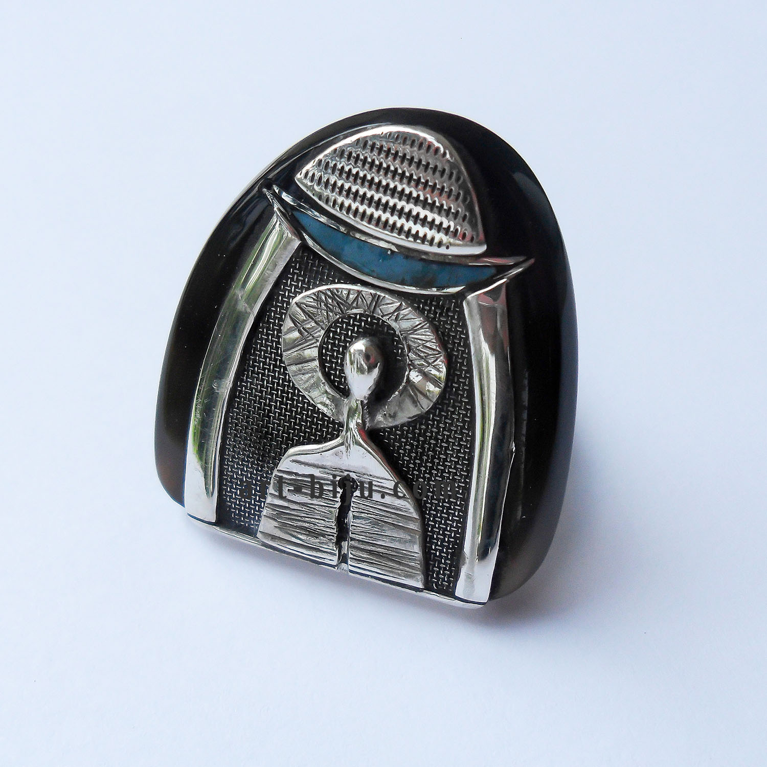 Bague en argent avec turquoise.