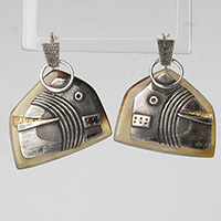 Обеци сребро злато рог