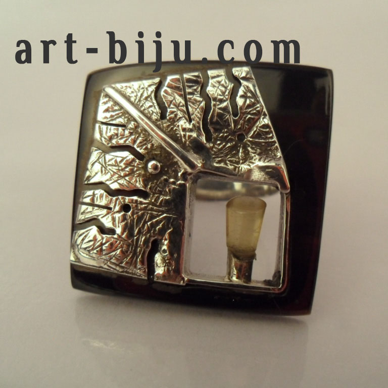 Пръстен сребро рог