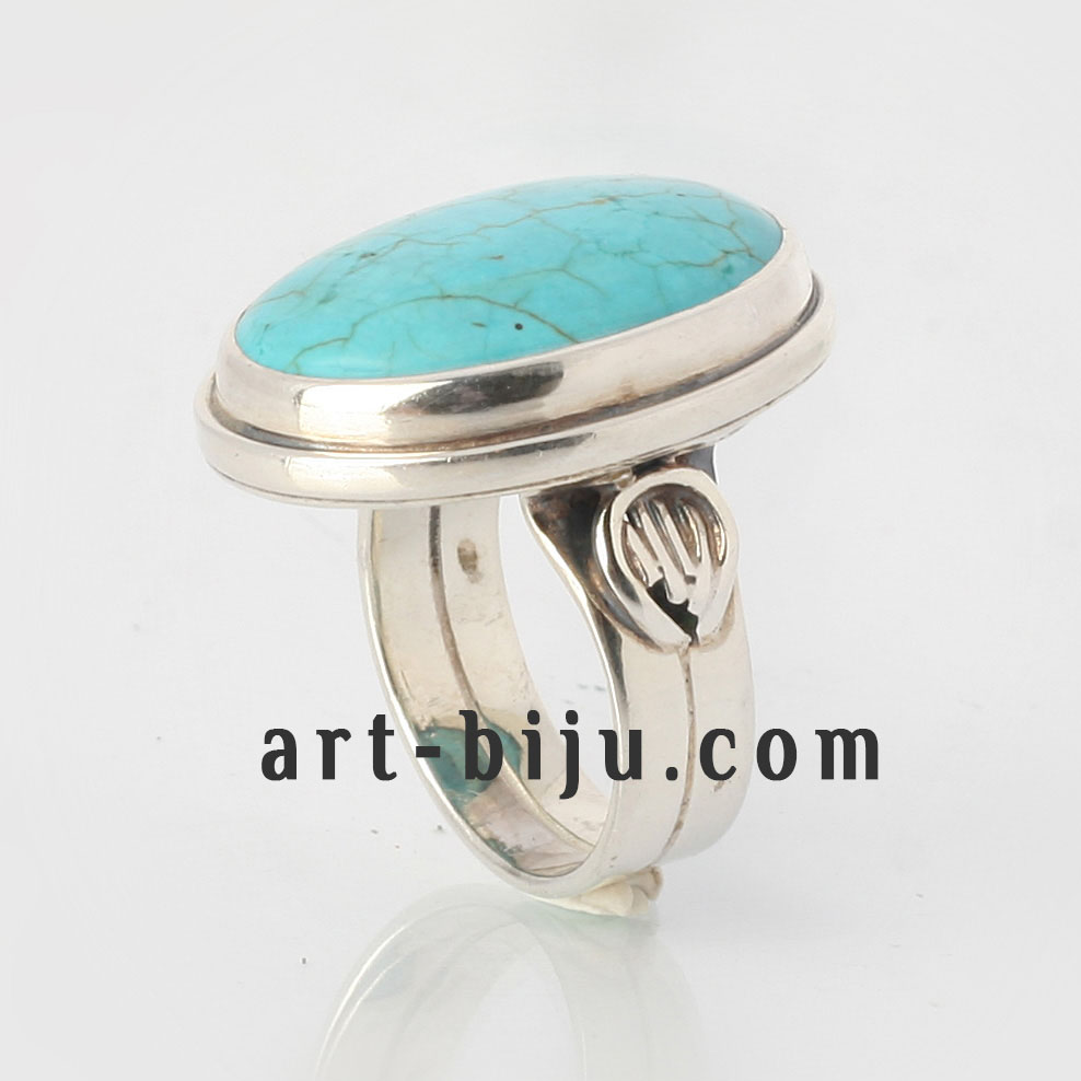 Bague turquoise en argent.