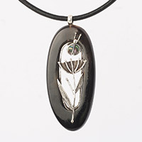 Колие сребро седеф рог цвете калинка