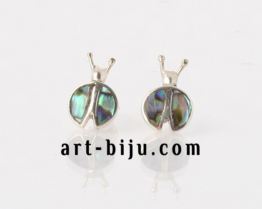 Авторски сребърни обици калинки.