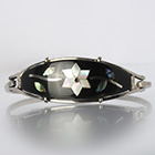 Гривна с цвете - сребро и седеф